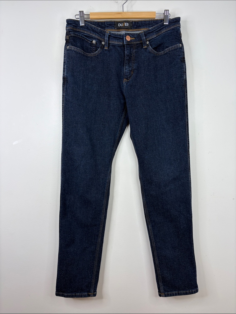 DU/ER Fireside Jeans Mens 33 x 30 Dark Blue Fleece Lined L2X Slim Fit Stretch